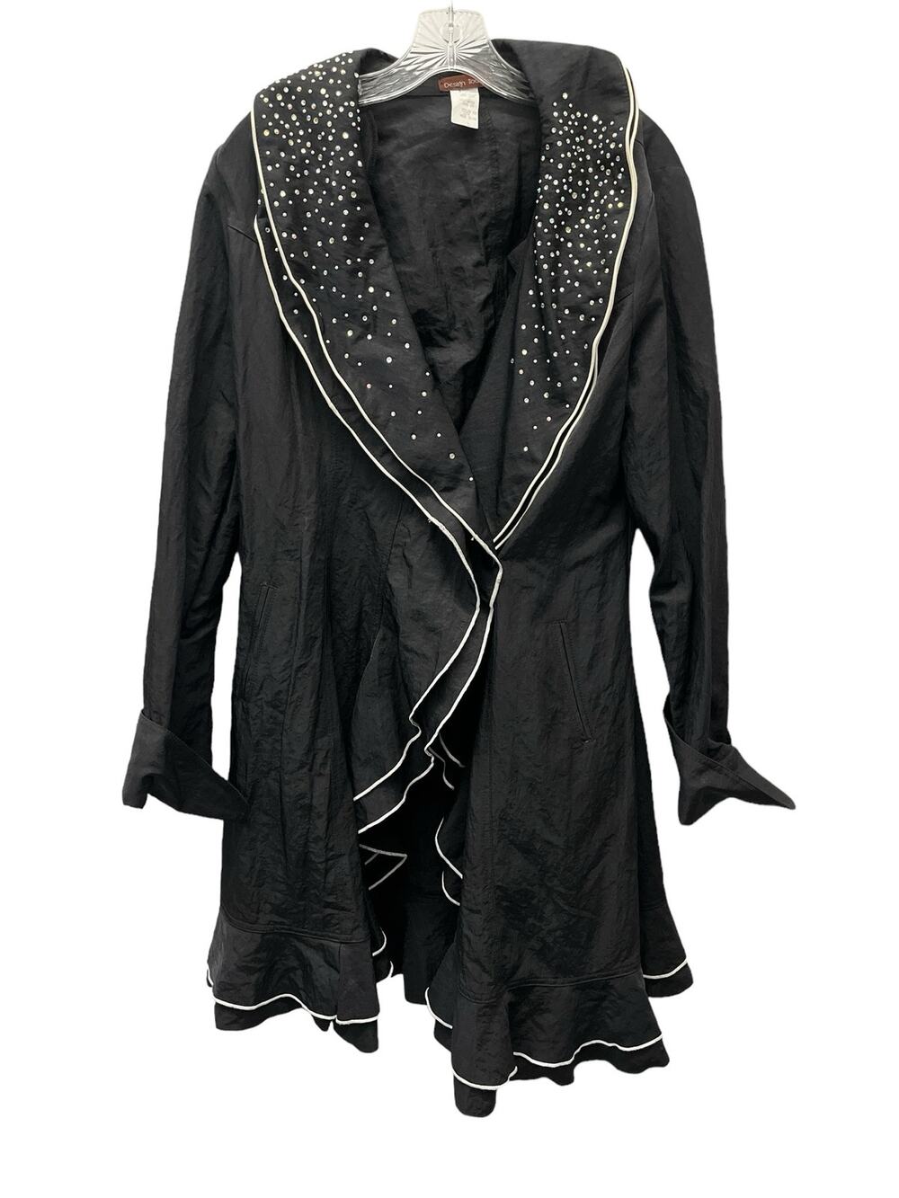 Vintage Design Today's Nylon Black Embellished Ruffle Jacket